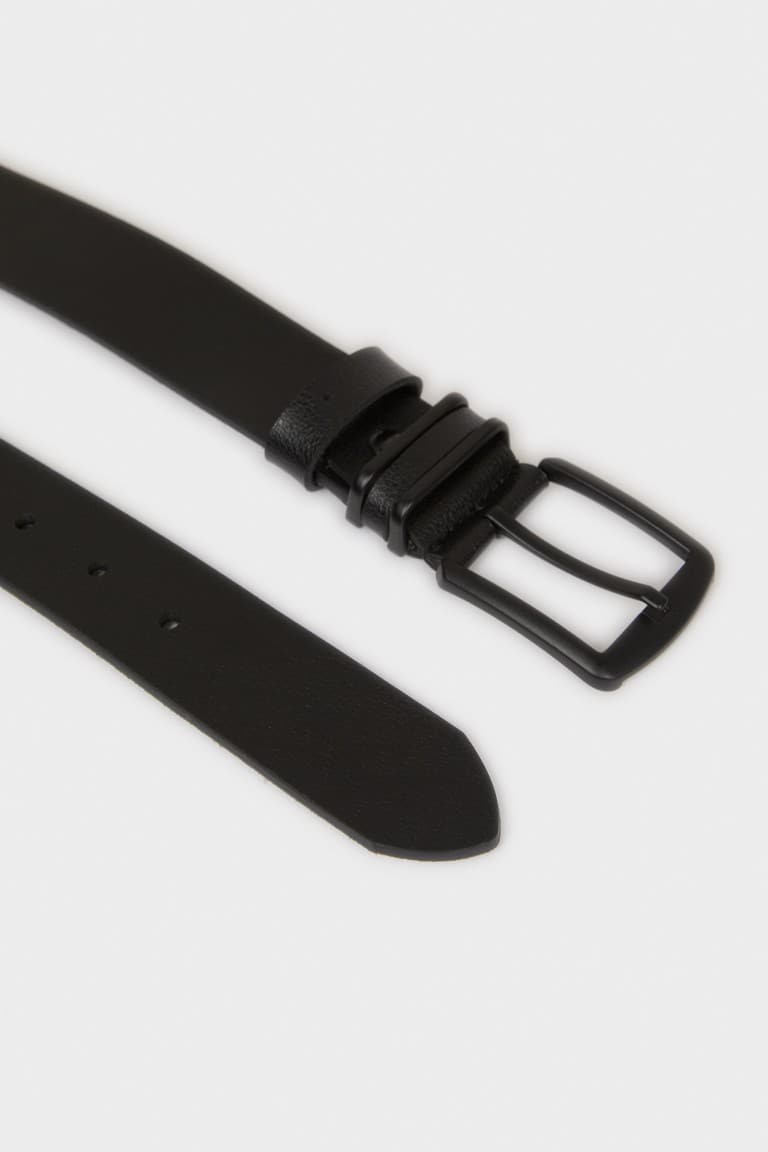 Mens Rectangle Buckle Faux Leather Jean Belt