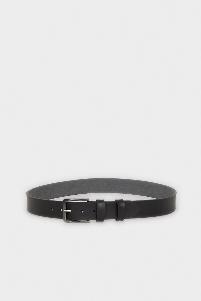 Mens Rectangle Buckle Faux Leather Jean Belt