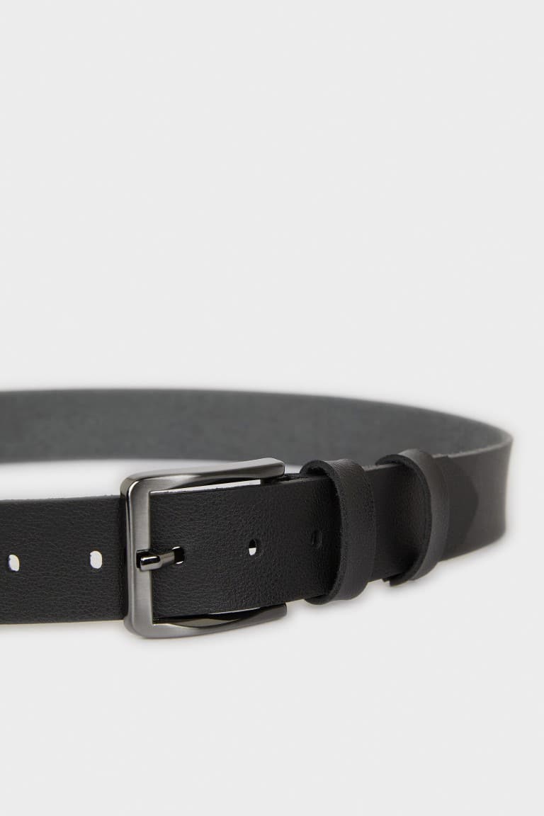 Mens Rectangle Buckle Faux Leather Jean Belt Secondary image