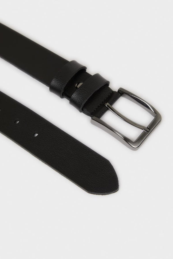 Mens Rectangle Buckle Faux Leather Jean Belt
