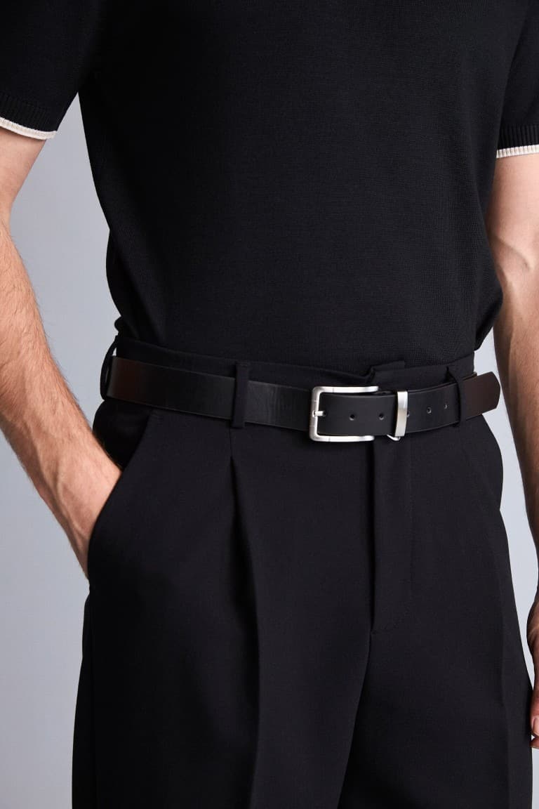 Mens Rectangle Buckle Faux Leather Jean Belt Main image