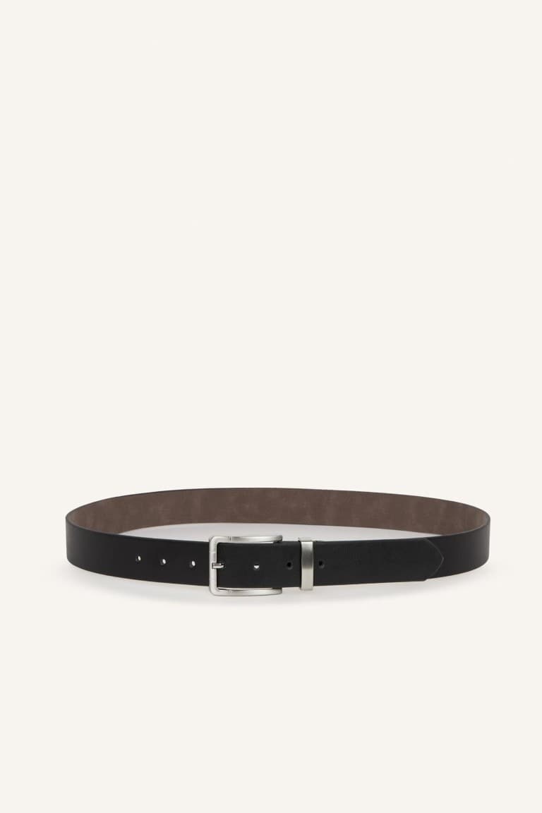 Mens Rectangle Buckle Faux Leather Jean Belt Secondary image