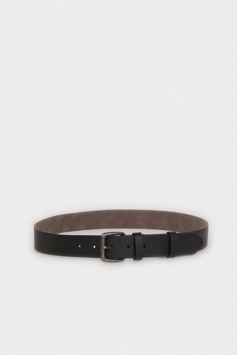 Mens Rectangle Buckle Faux Leather Jean Belt