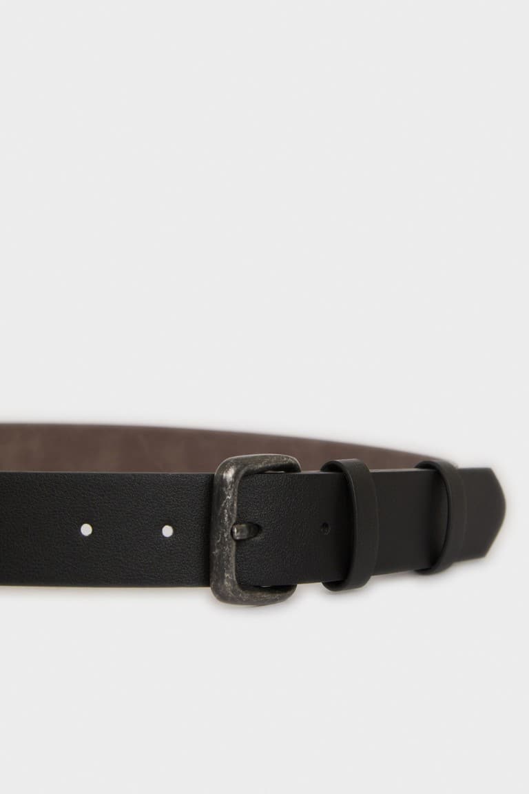 Mens Rectangle Buckle Faux Leather Jean Belt Secondary image