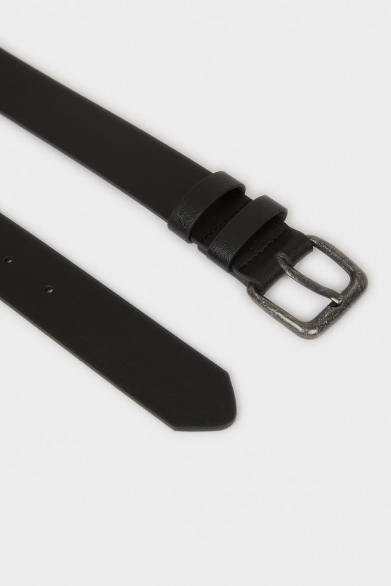 Mens Rectangle Buckle Faux Leather Jean Belt