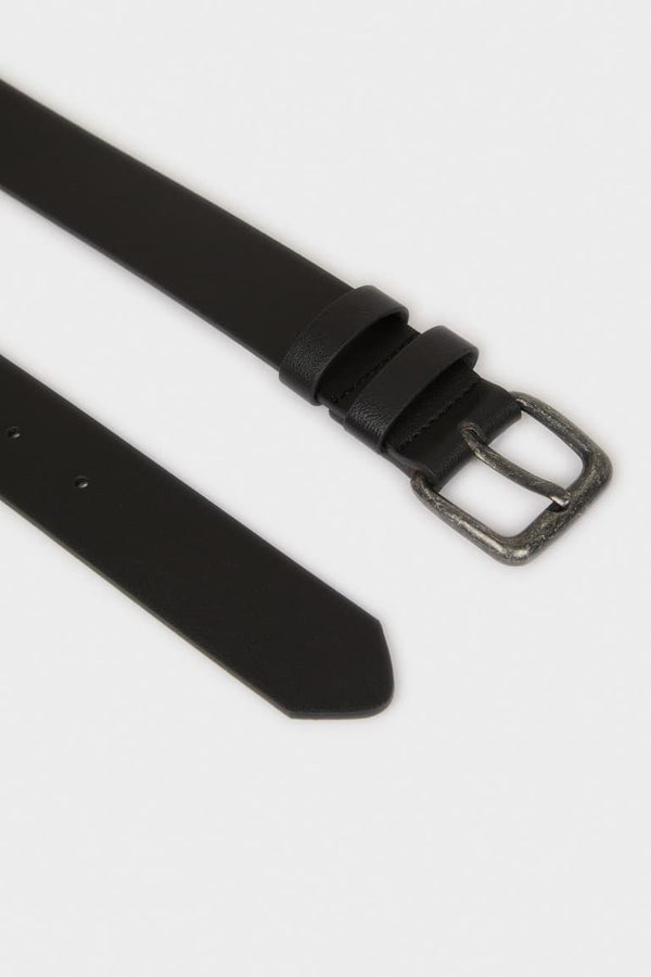 Mens Rectangle Buckle Faux Leather Jean Belt