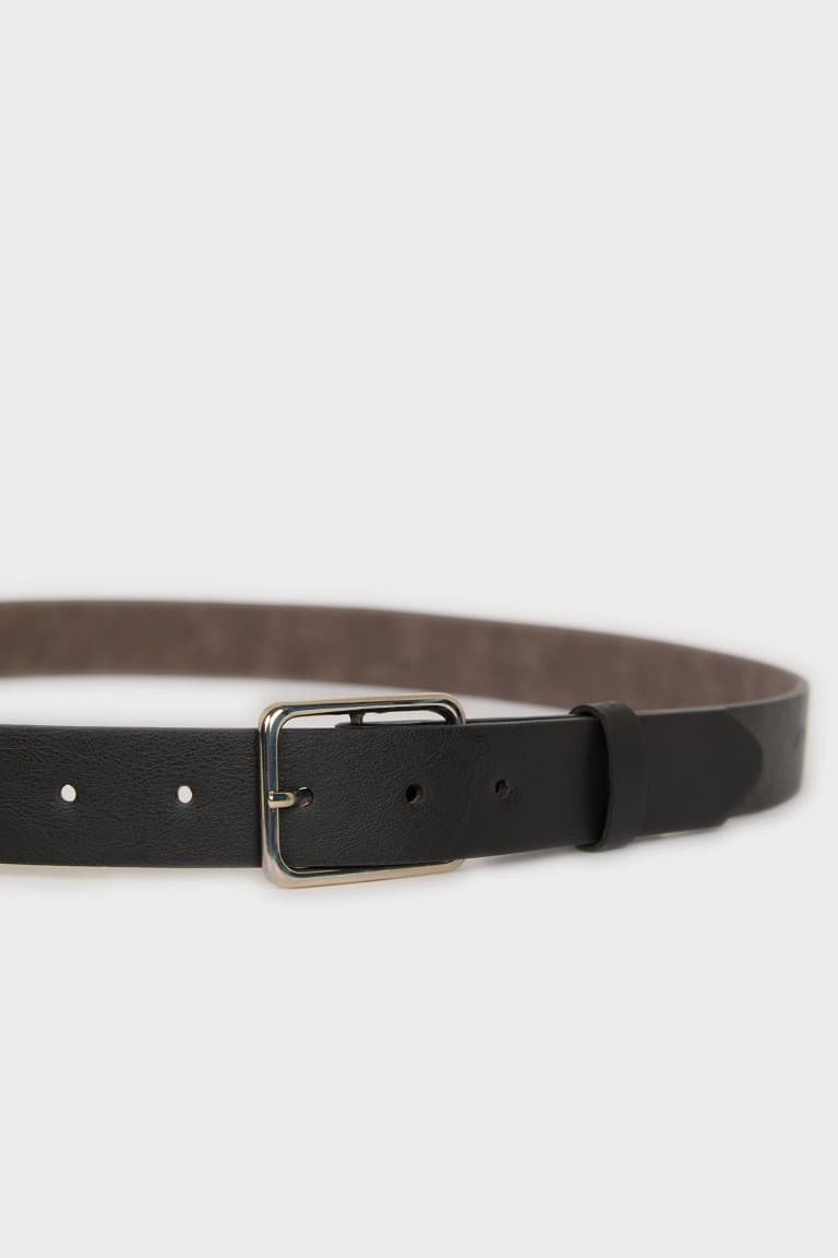 Mens Rectangle Buckle Faux Leather Jean Belt Secondary image