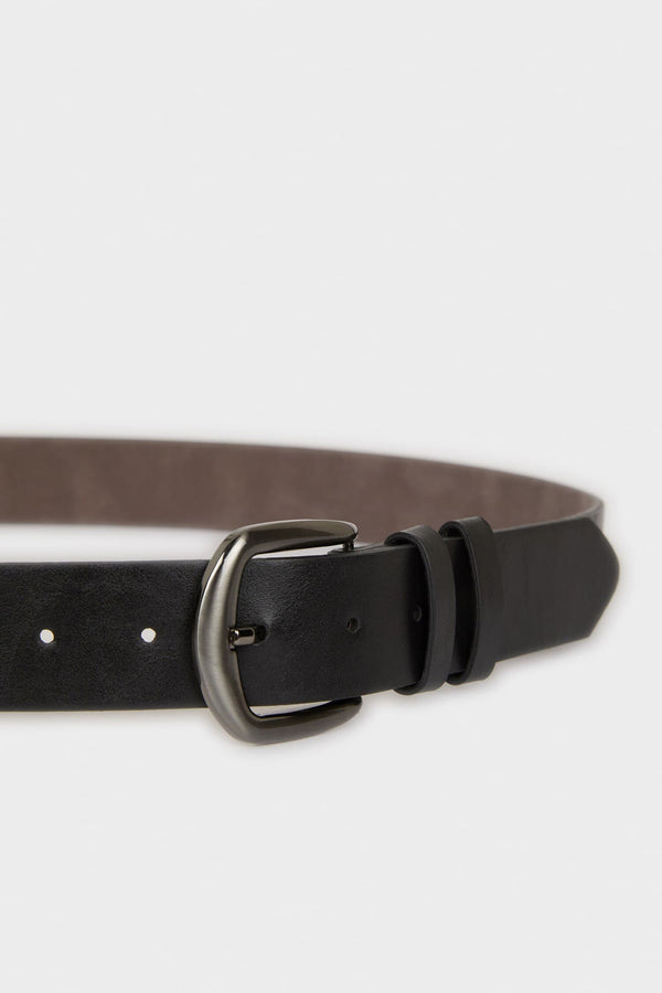 Mens Rectangle Buckle Faux Leather Jean Belt