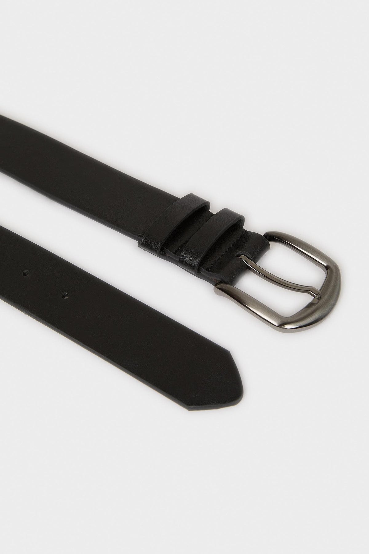 Mens Rectangle Buckle Faux Leather Jean Belt