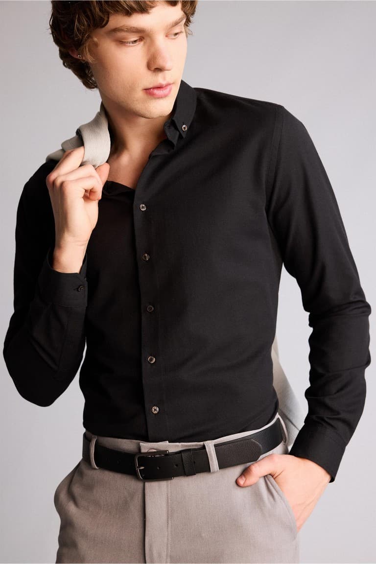 Mens Rectangle Buckle Faux Leather Jean Belt