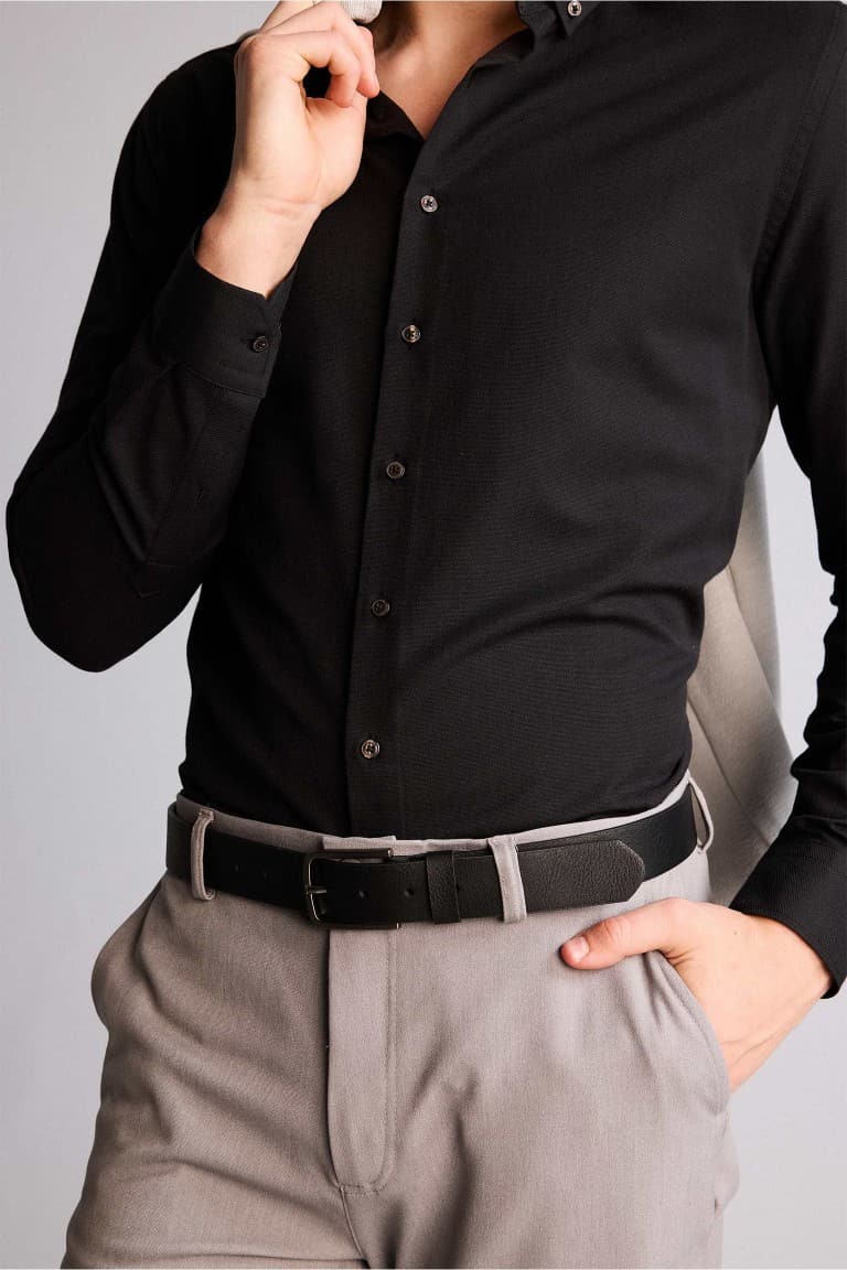 Mens Rectangle Buckle Faux Leather Jean Belt