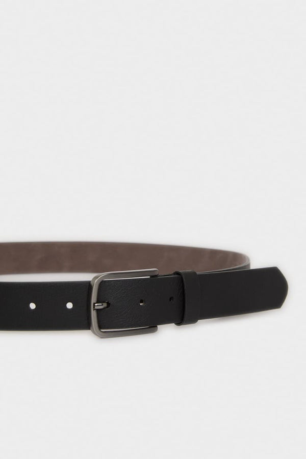 Mens Rectangle Buckle Faux Leather Jean Belt