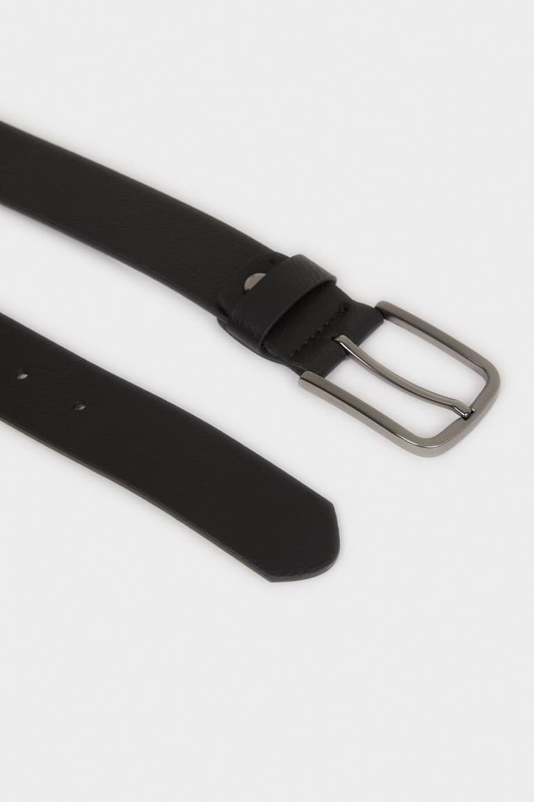 Mens Rectangle Buckle Faux Leather Jean Belt