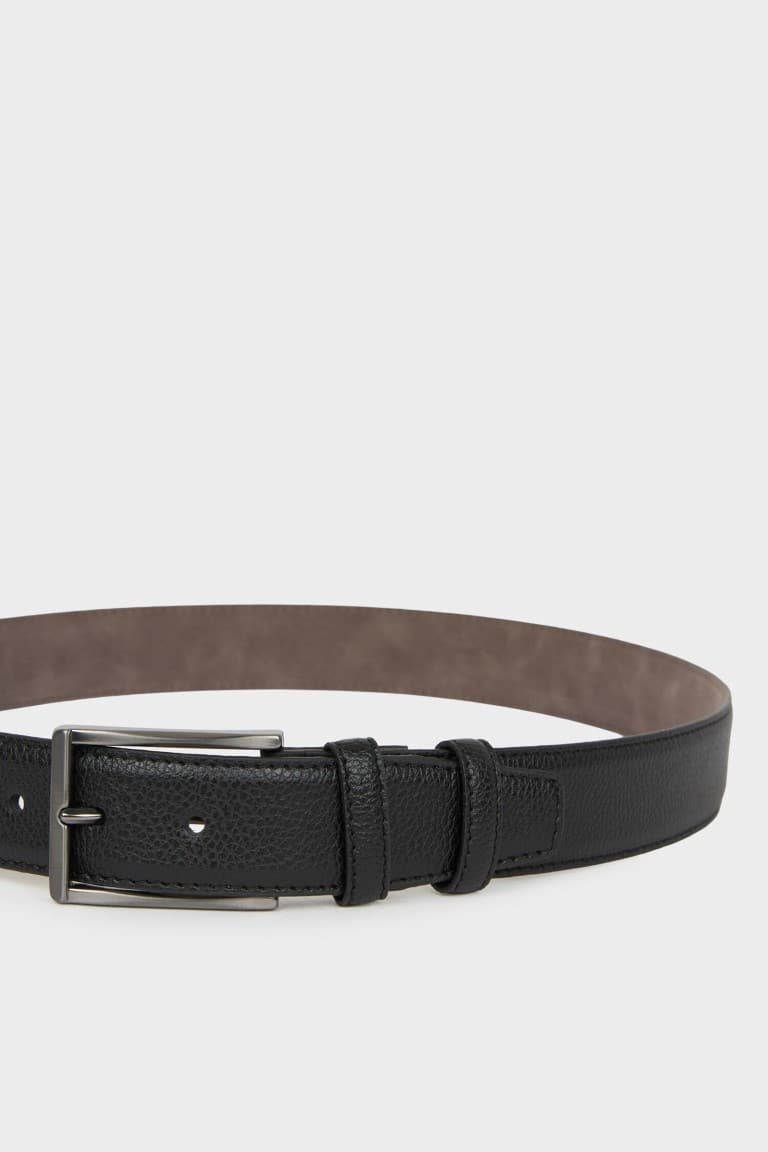 Mens Rectangle Buckle Faux Leather Jean Belt