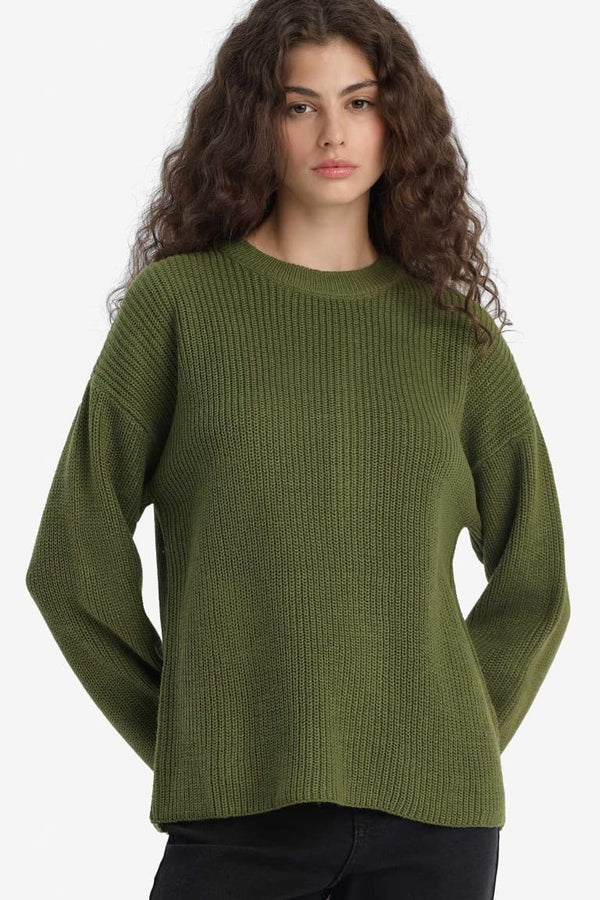 Regular Fit Crew Neck Selanik Fabric Basic Plain Knitwear Sweater