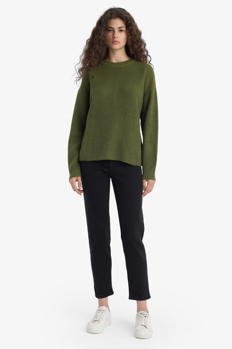 Regular Fit Crew Neck Selanik Fabric Basic Plain Knitwear Sweater