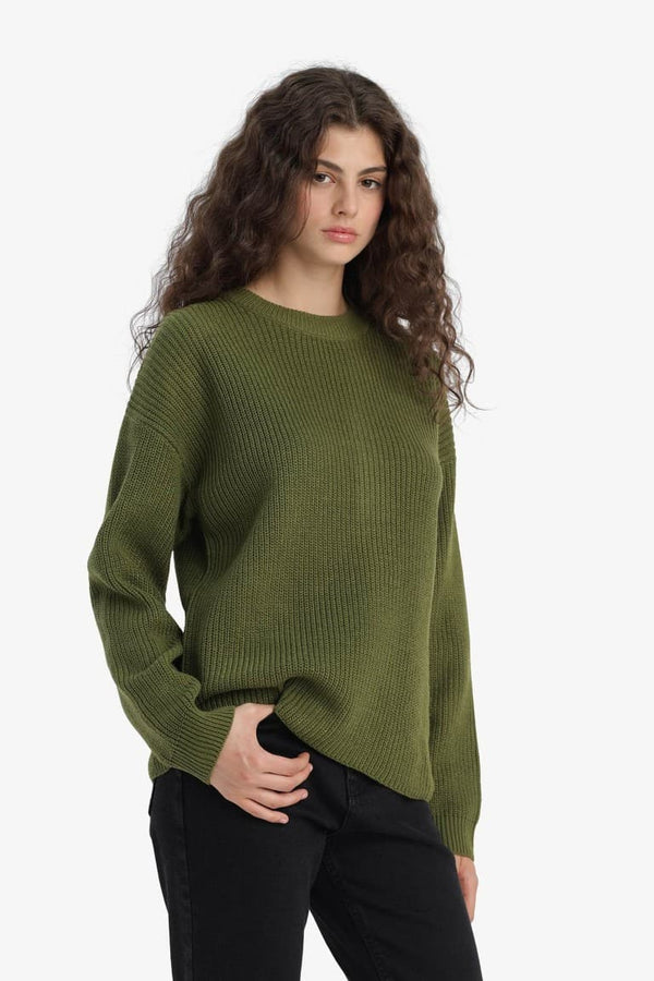 Regular Fit Crew Neck Selanik Fabric Basic Plain Knitwear Sweater