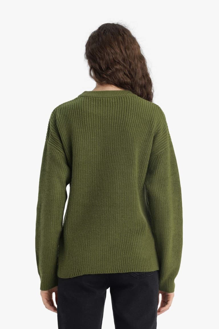 Regular Fit Crew Neck Selanik Fabric Basic Plain Knitwear Sweater