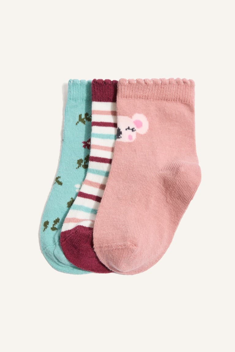 3 Pack Cotton Long Socks Baby Girl