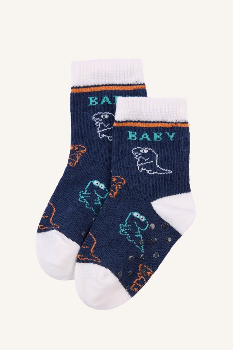 Printed Non-Slip Sole 5 Pack Cotton Long Mixed Socks Baby Boy