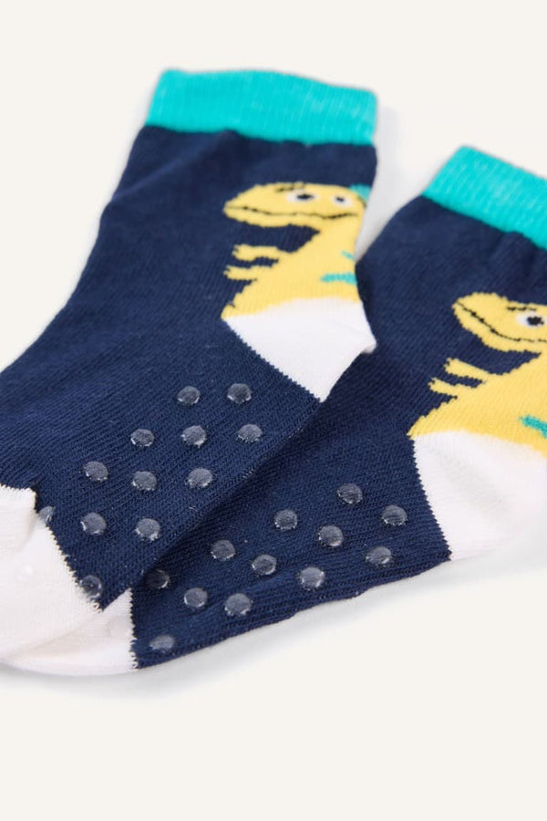 Printed Non-Slip Sole 5 Pack Cotton Long Mixed Socks Baby Boy