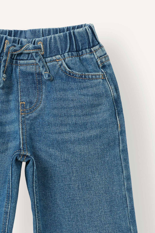 100% Cotton Wide Leg Elastic Waist Lace-Up Jeans Baby Girl