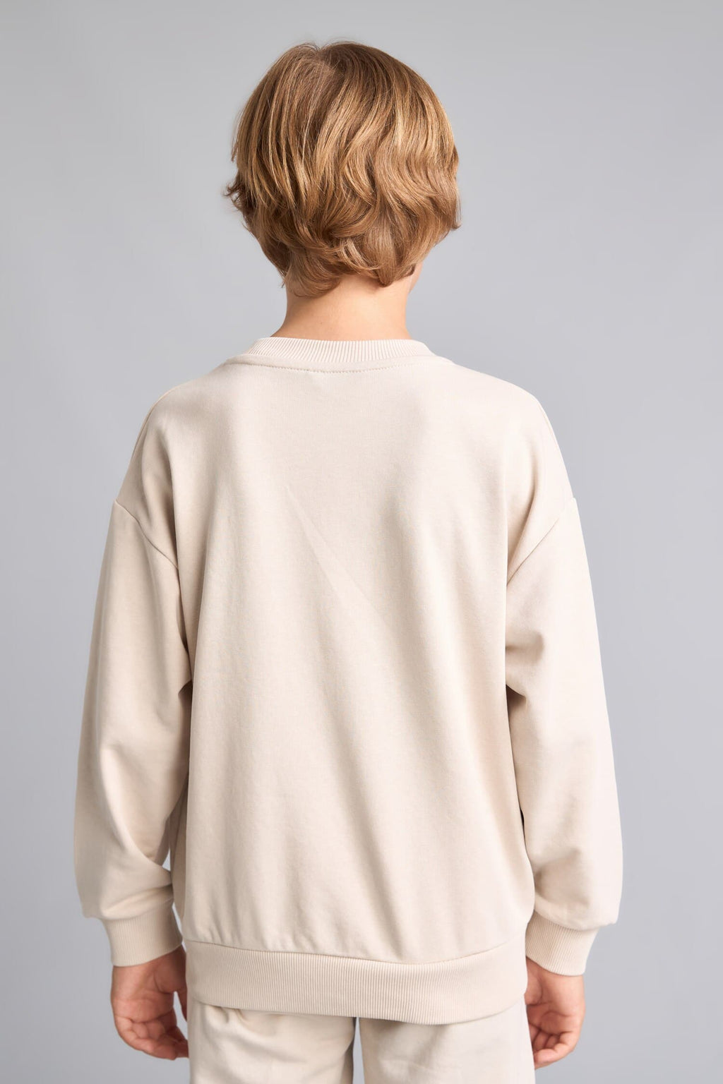 Overless Crew Neck Beige Sweatshirt Boy