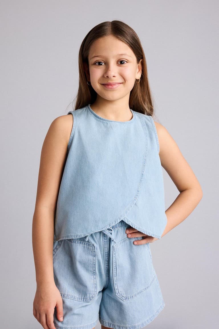 100% Cotton Double Breasted Blouse Girls