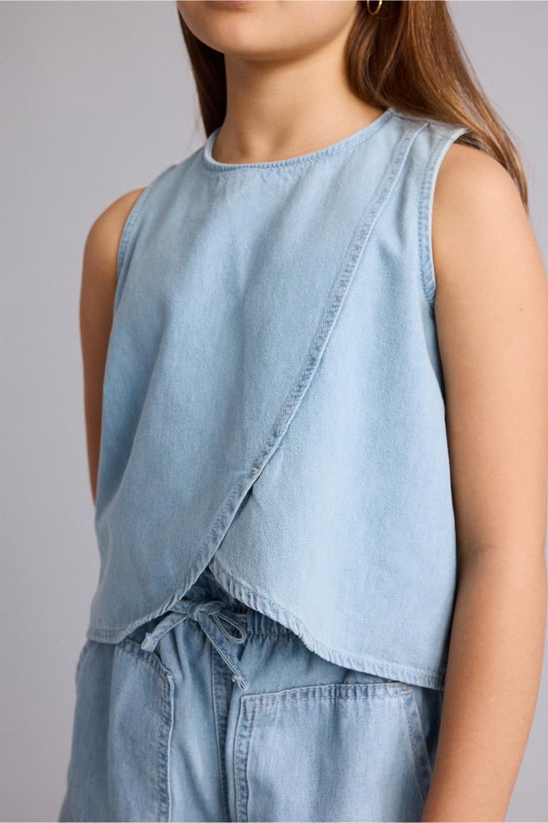 100% Cotton Double Breasted Blouse Girls