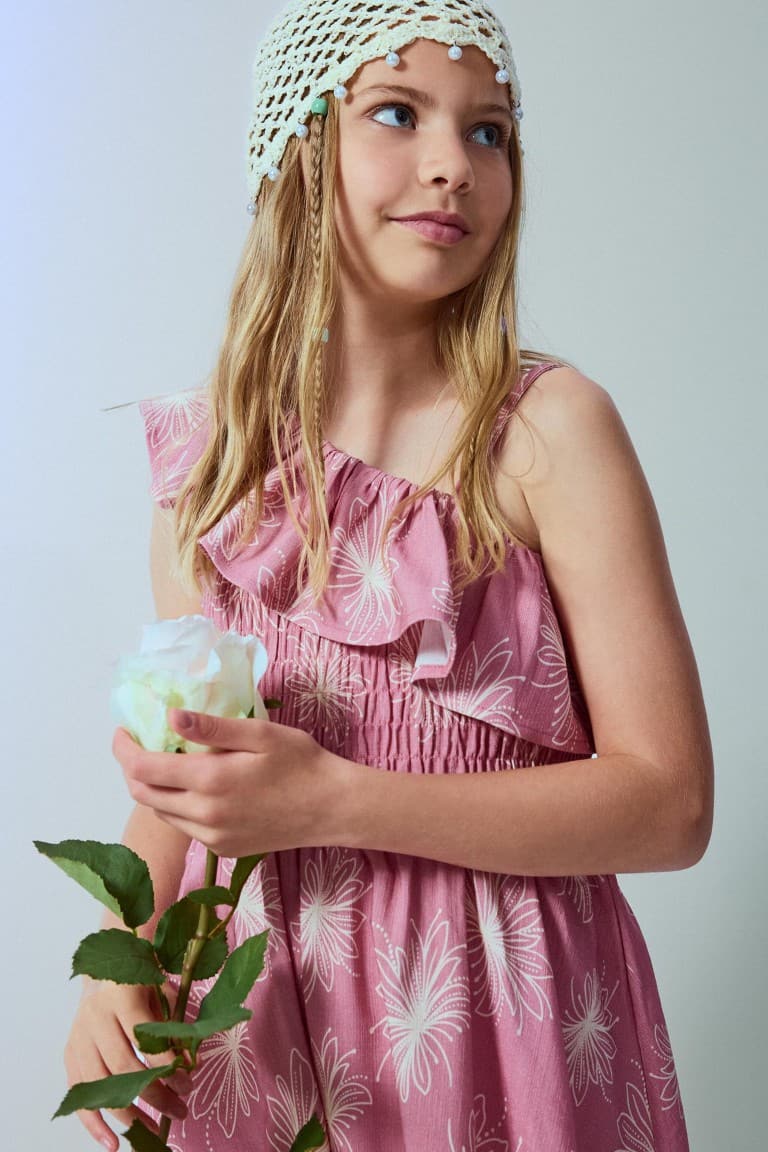 Ruffle Detailed Patterned Dress Girl