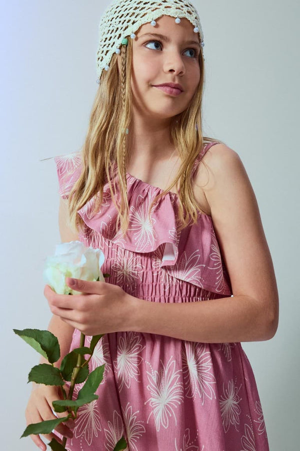 Ruffle Detailed Patterned Dress Girl