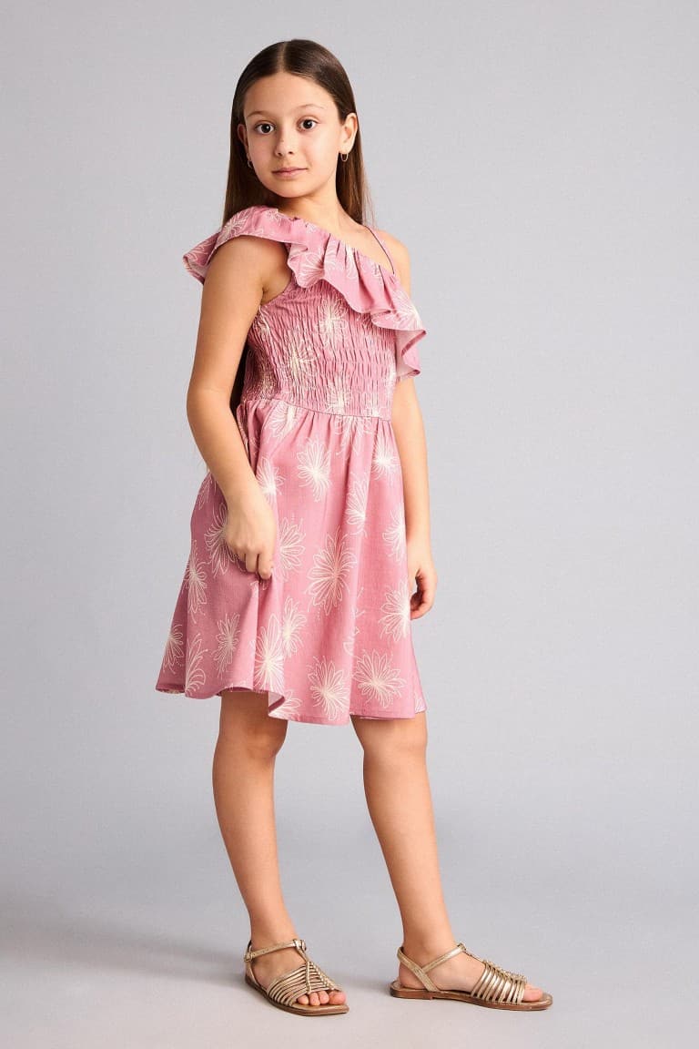 Ruffle Detailed Patterned Dress Girl