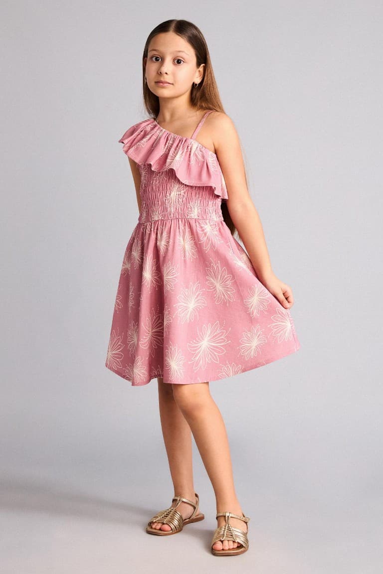 Ruffle Detailed Patterned Dress Girl