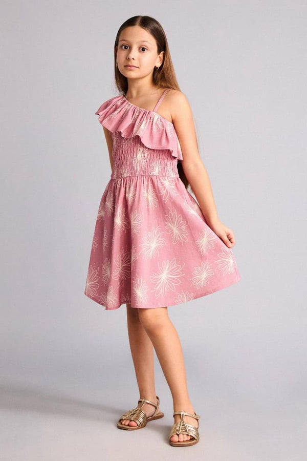 Ruffle Detailed Patterned Dress Girl