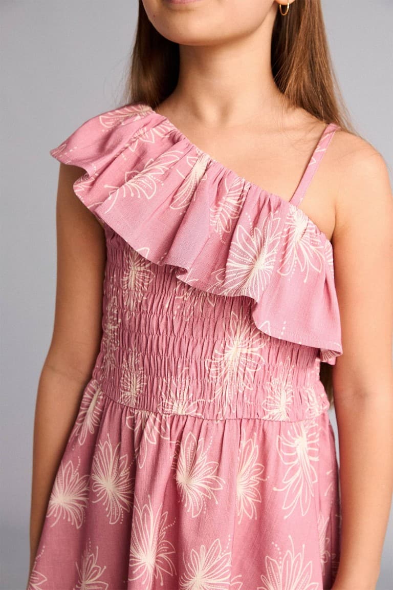 Ruffle Detailed Patterned Dress Girl