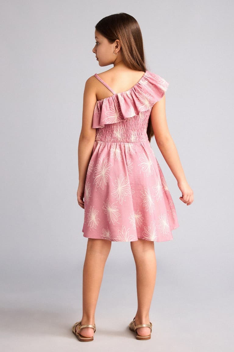 Ruffle Detailed Patterned Dress Girl