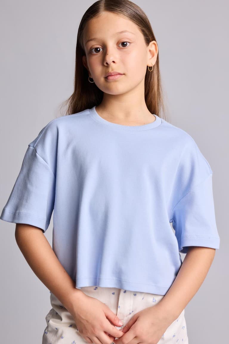 100% Cotton Crew Neck Short Sleeve T-Shirt Girls
