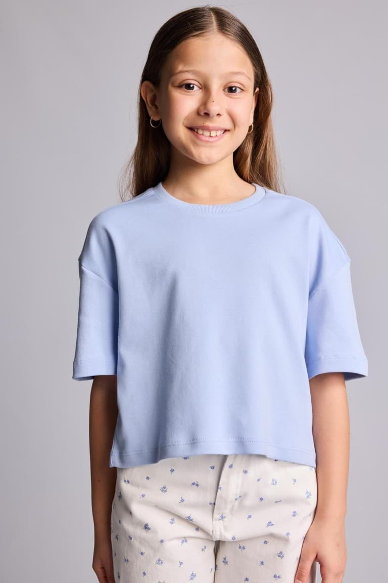 100% Cotton Crew Neck Short Sleeve T-Shirt Girls