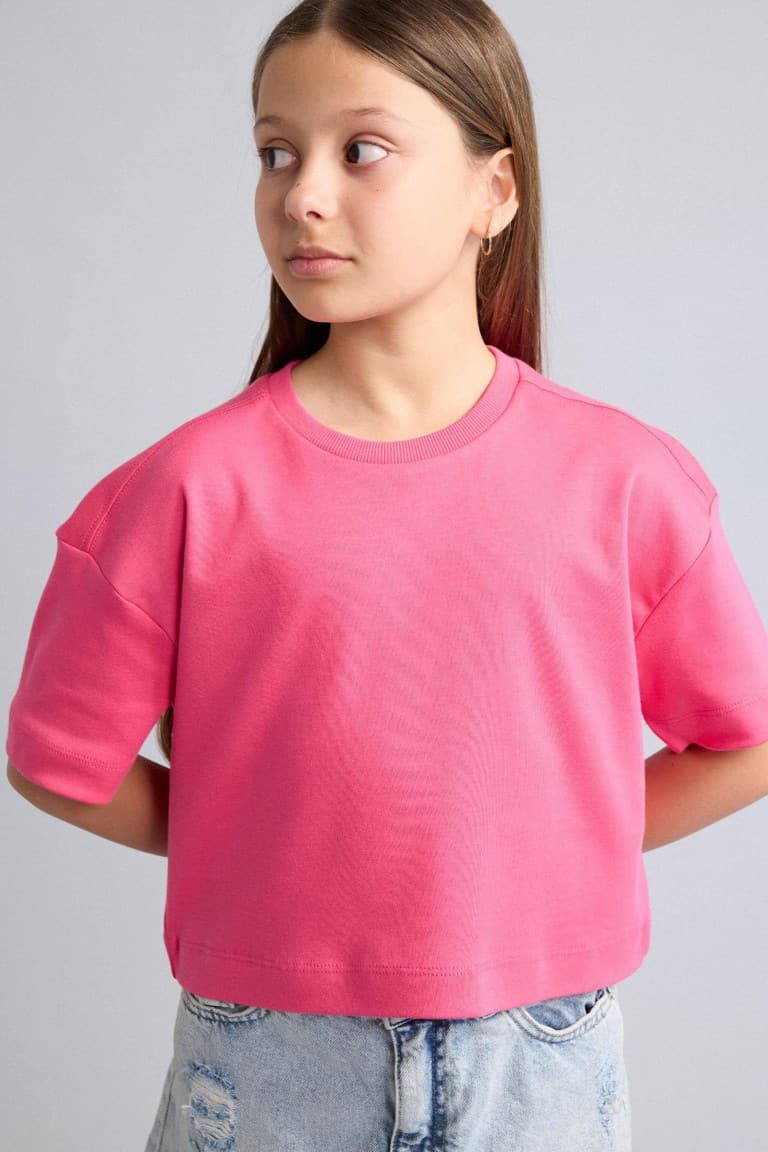 100% Cotton Crew Neck Short Sleeve T-Shirt Girls