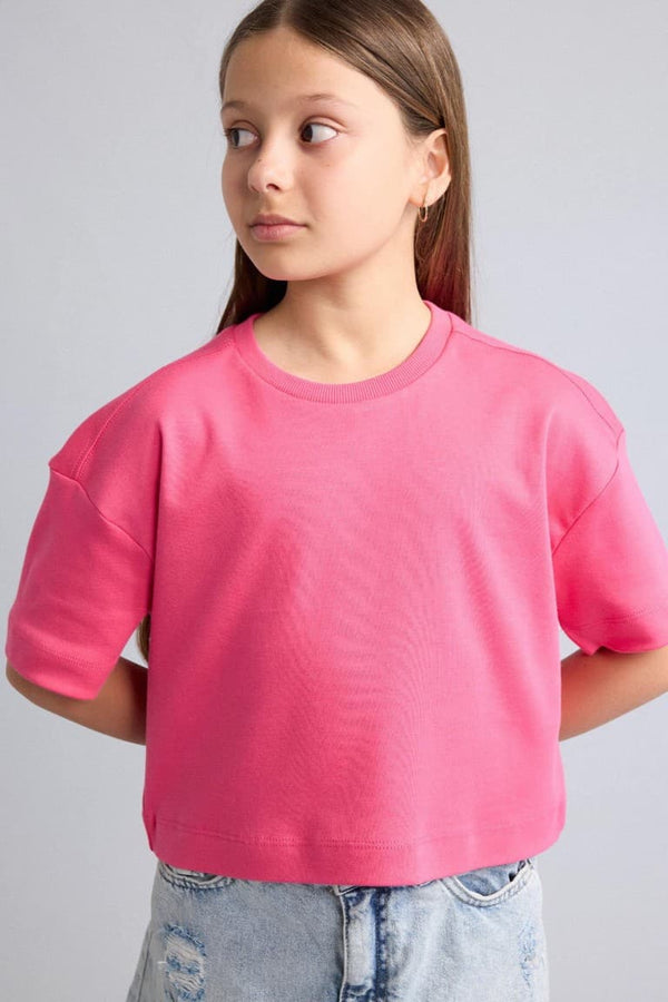 100% Cotton Crew Neck Short Sleeve T-Shirt Girls