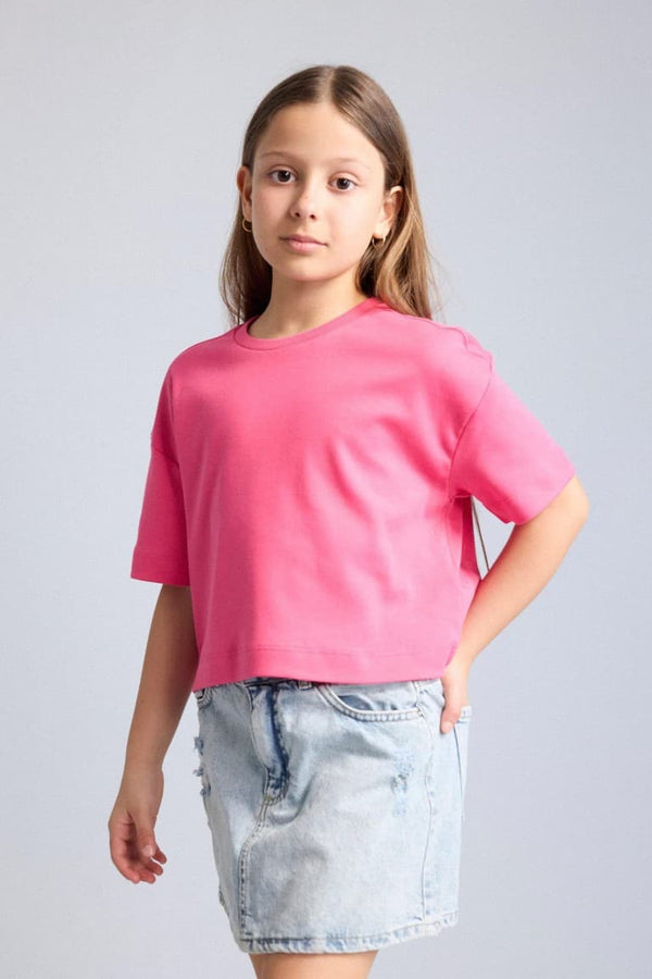 100% Cotton Crew Neck Short Sleeve T-Shirt Girls