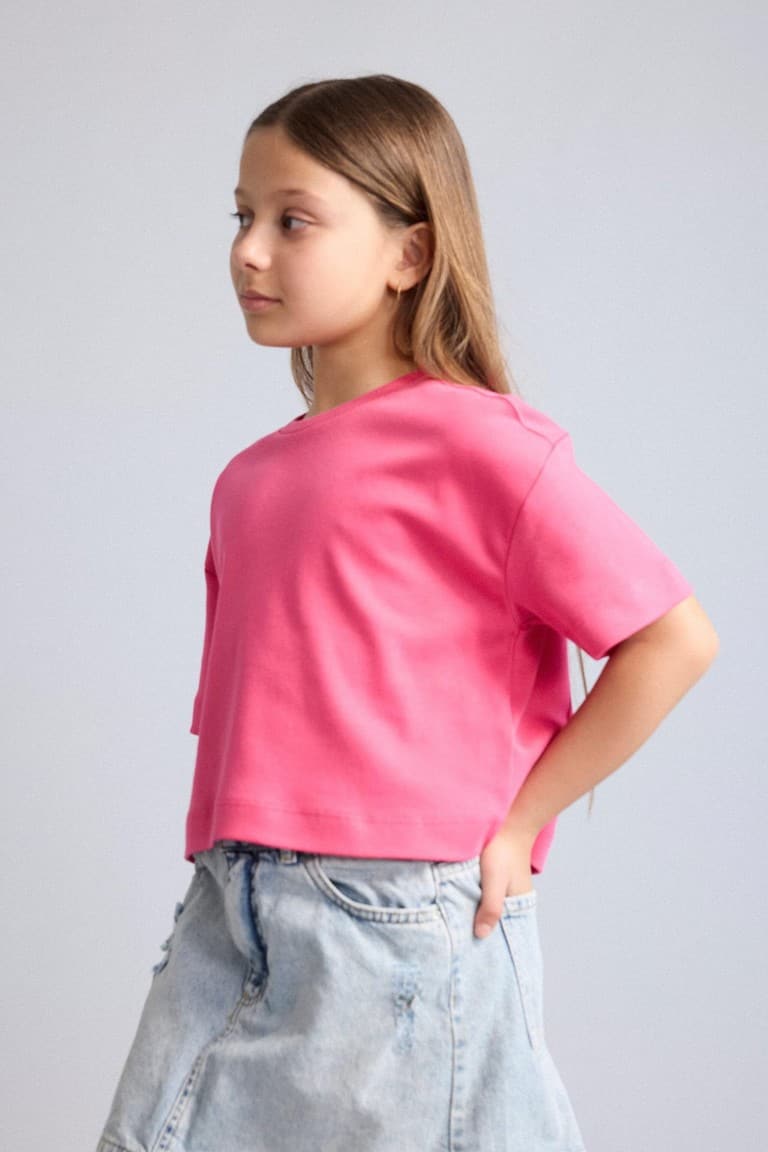 100% Cotton Crew Neck Short Sleeve T-Shirt Girls