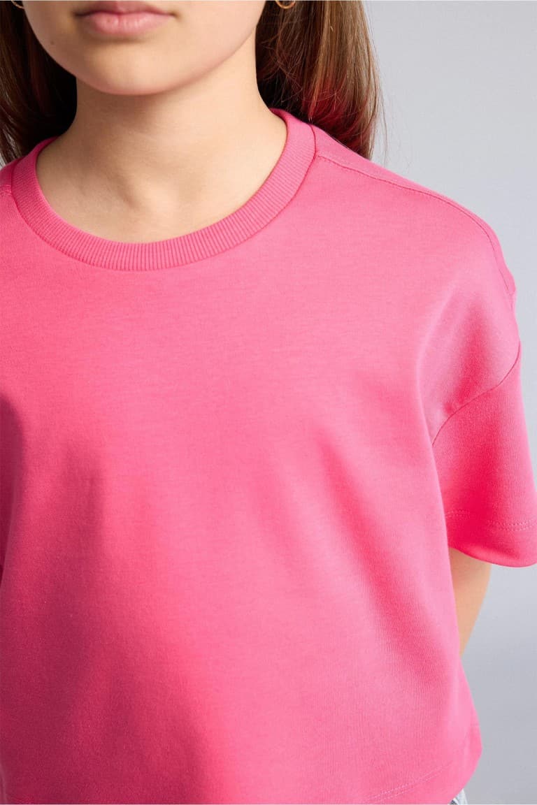 100% Cotton Crew Neck Short Sleeve T-Shirt Girls