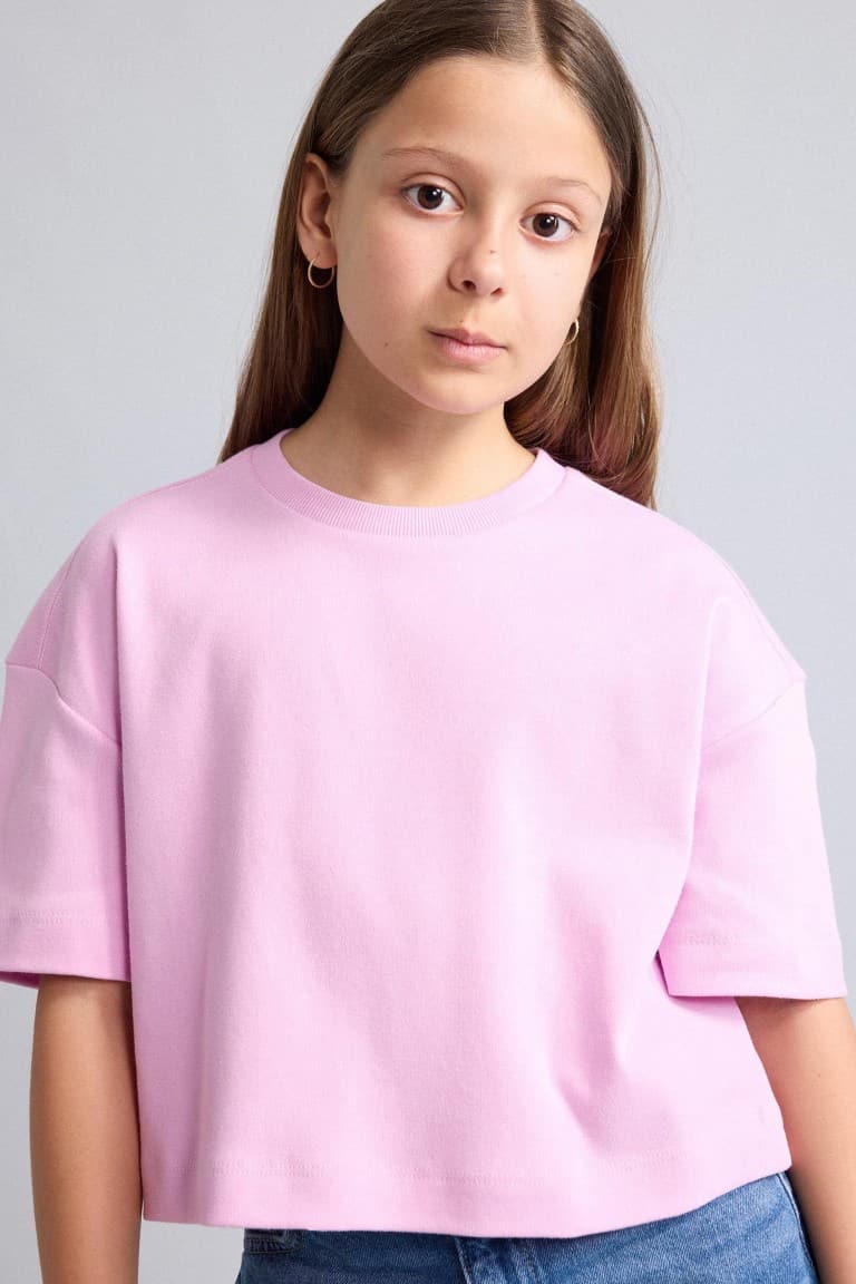 100% Cotton Crew Neck Short Sleeve T-Shirt Girls