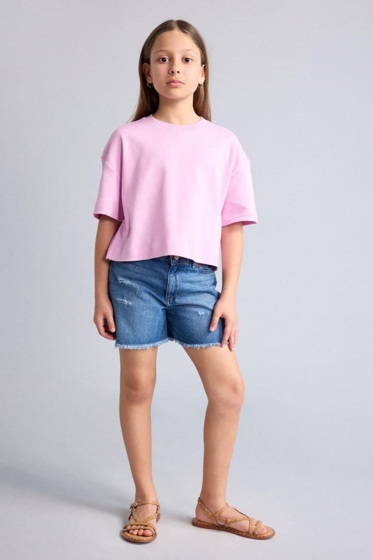 100% Cotton Crew Neck Short Sleeve T-Shirt Girls