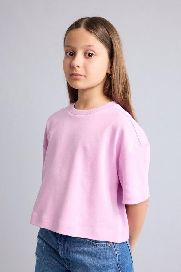 100% Cotton Crew Neck Short Sleeve T-Shirt Girls
