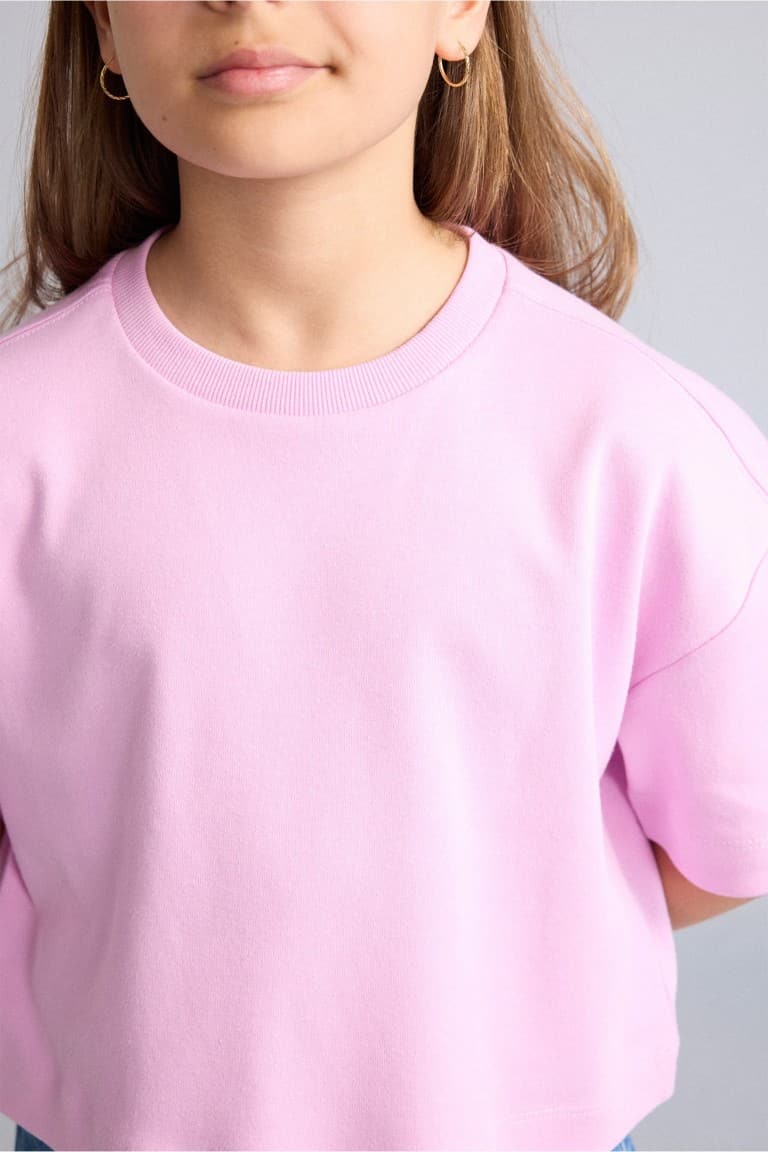100% Cotton Crew Neck Short Sleeve T-Shirt Girls