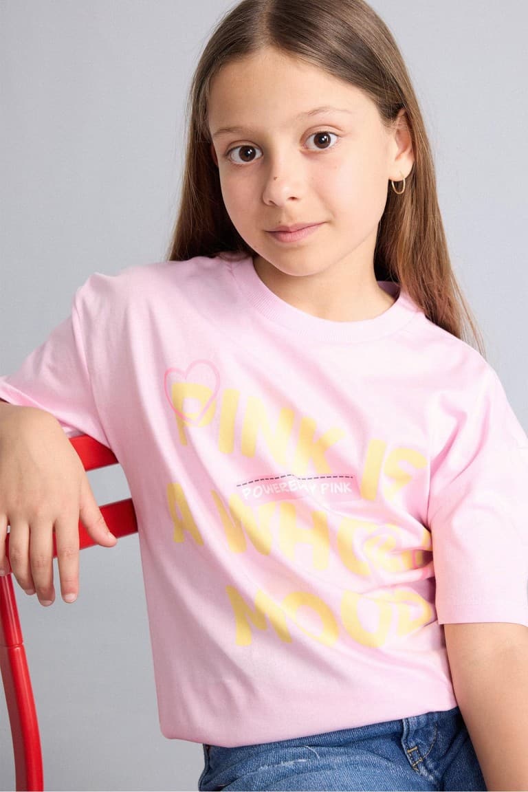 100% Cotton Crew Neck Printed Short Sleeve T-Shirt Girls Main image
