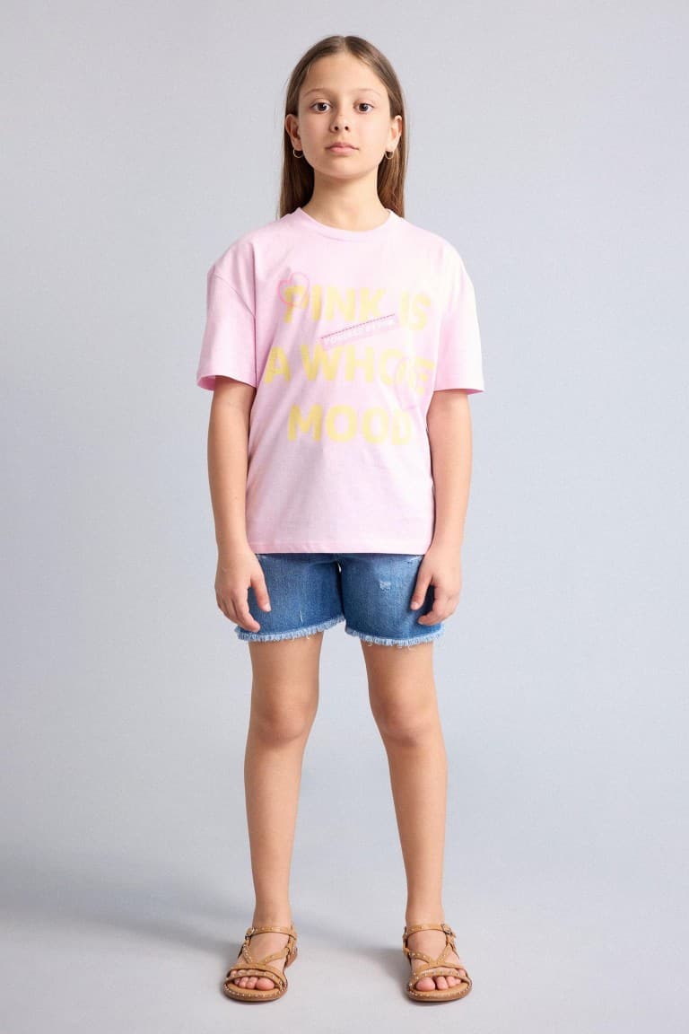 100% Cotton Crew Neck Printed Short Sleeve T-Shirt Girls Secondary image