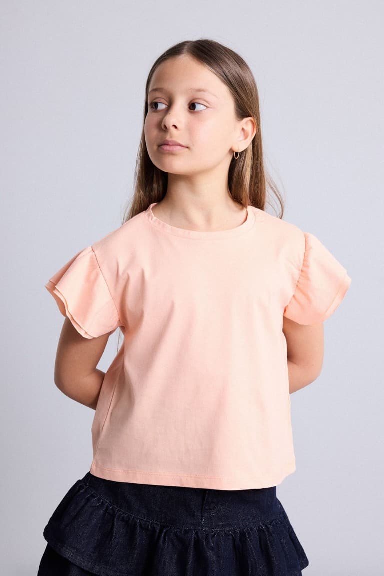 Regular Crew Neck Combed Short Sleeve T-Shirt Girl Main image